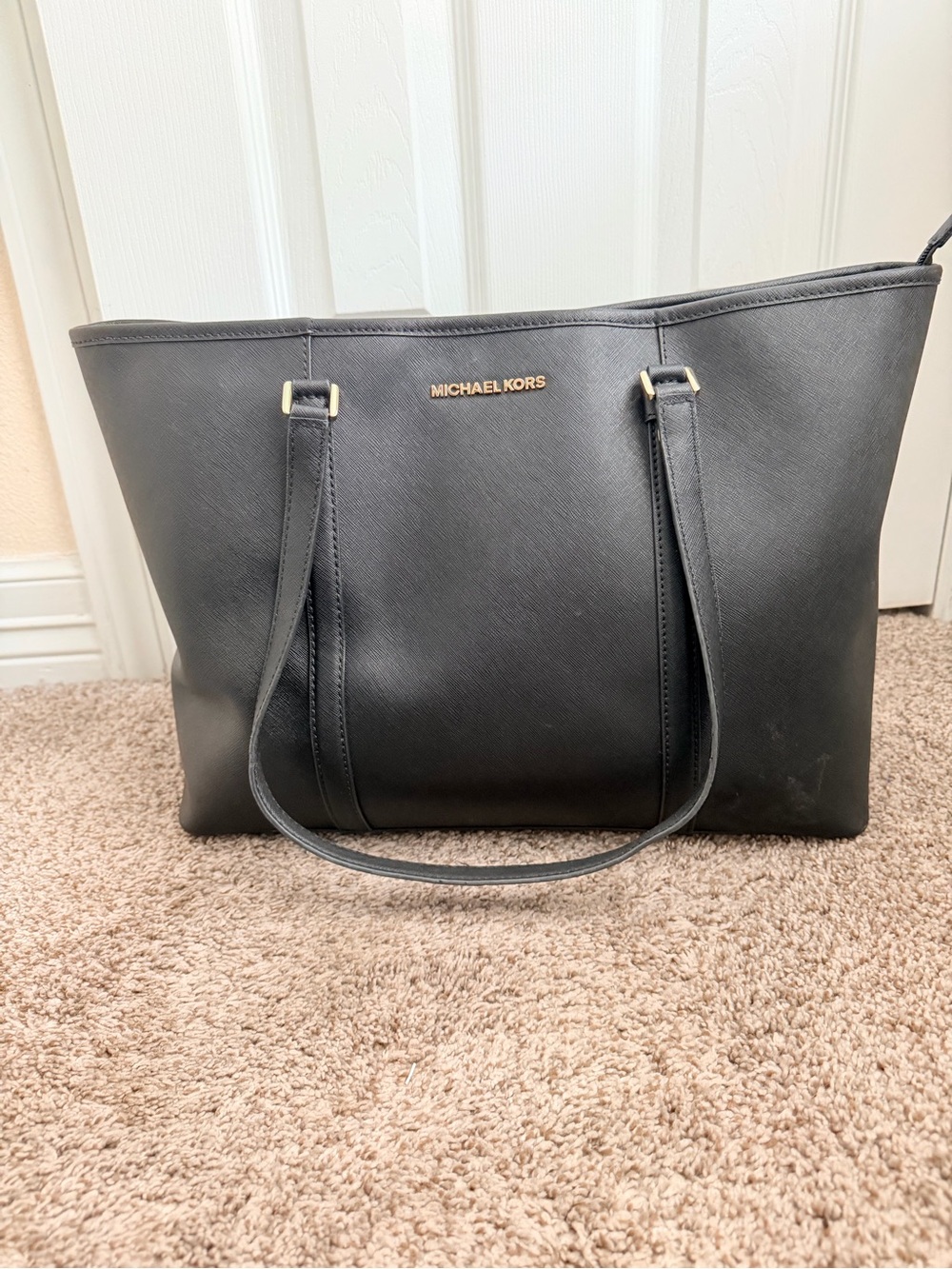 Michael Kors Charlotte Large Saffiano Leather Top-Zip Tote